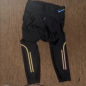 Nike Black Leggings with Neon Running Stripes